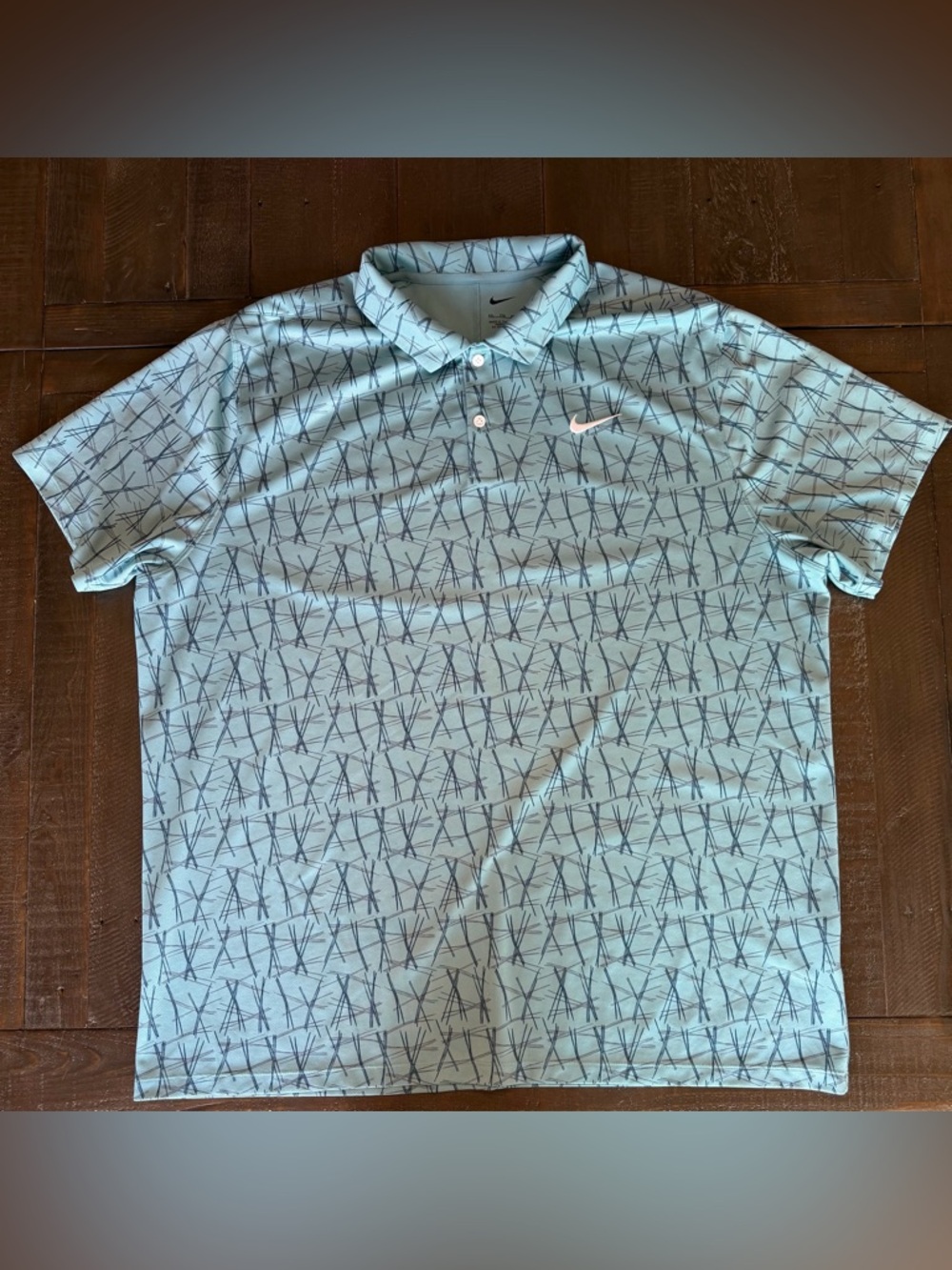 Nike Blue Performance Golf Polo with Navy Accent XXL Embroidered Swoosh Preppy